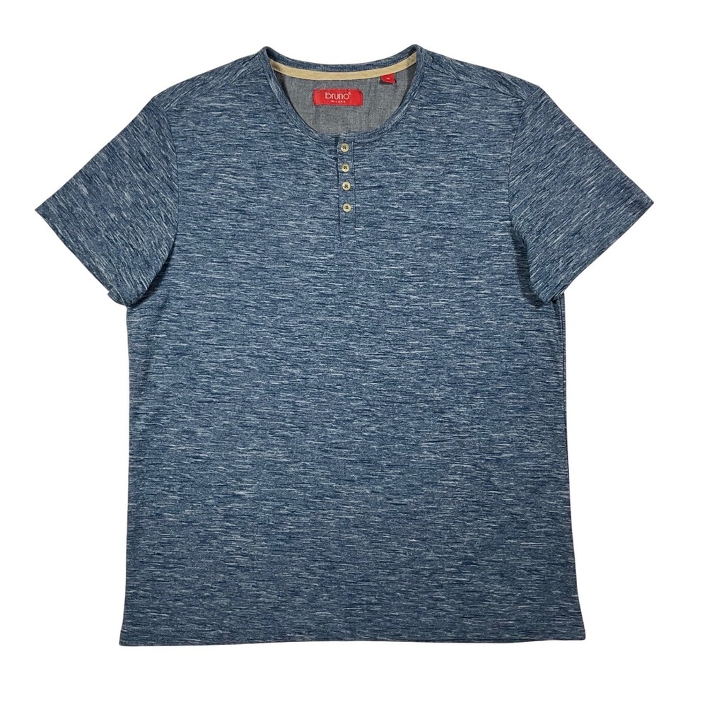Bruno Milano Mens Blue Short Sleeve Henley Shirt Size Medium